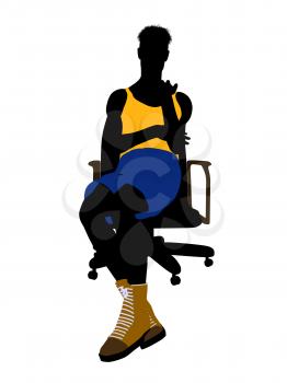 Royalty Free Clipart Image of a Basketball Player in a Chair