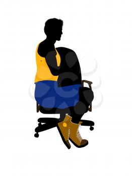 Royalty Free Clipart Image of a Basketball Player in a Chair