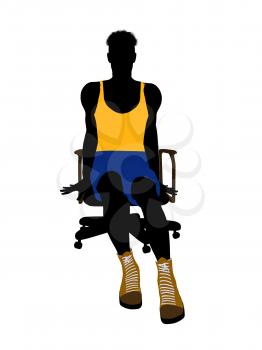 Royalty Free Clipart Image of a Basketball Player in a Chair