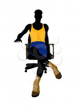 Royalty Free Clipart Image of a Basketball Player in a Chair