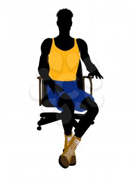 Royalty Free Clipart Image of a Basketball Player in a Chair