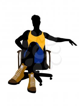 Royalty Free Clipart Image of a Basketball Player in a Chair