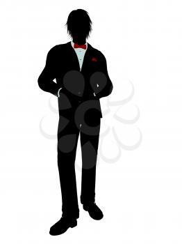 Royalty Free Clipart Image of a Man in a Tuxedo