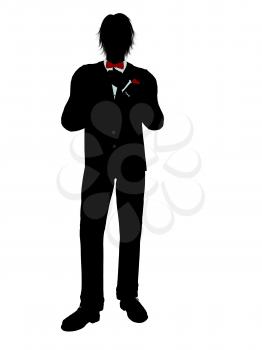 Royalty Free Clipart Image of a Man in a Tuxedo