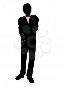 Royalty Free Clipart Image of a Man in a Tuxedo