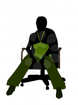 Royalty Free Clipart Image of a Woman in an Office Chair