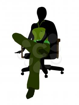 Royalty Free Clipart Image of a Woman in an Office Chair