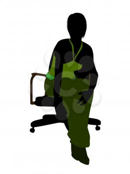 Royalty Free Clipart Image of a Woman in an Office Chair