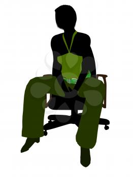 Royalty Free Clipart Image of a Woman in an Office Chair