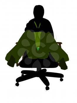 Royalty Free Clipart Image of a Woman in an Office Chair