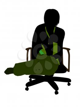 Royalty Free Clipart Image of a Woman in an Office Chair