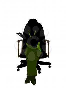 Royalty Free Clipart Image of a Woman in an Office Chair