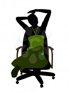 Royalty Free Clipart Image of a Woman in an Office Chair