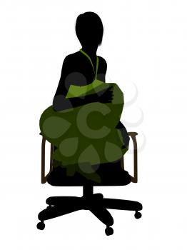 Royalty Free Clipart Image of a Woman in an Office Chair