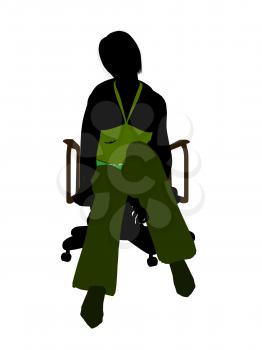 Royalty Free Clipart Image of a Woman in an Office Chair