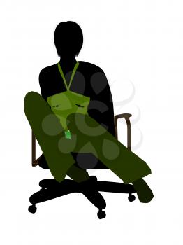 Royalty Free Clipart Image of a Woman in an Office Chair