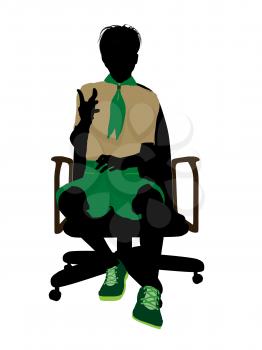 Royalty Free Clipart Image of a Boy Scout in a Chair