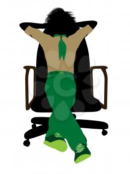 Royalty Free Clipart Image of a Boy Scout in a Chair