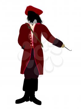 Royalty Free Clipart Image of a Pirate With a Hook Hand