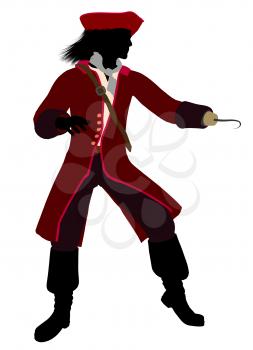 Royalty Free Clipart Image of a Pirate With a Hook Hand