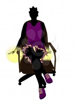 Royalty Free Clipart Image of a Cheerleader in a Chair