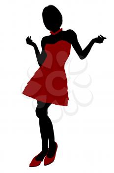 Royalty Free Clipart Image of a Girl in a Party Dress