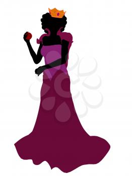 Royalty Free Clipart Image of an Evil Queen With an Apple