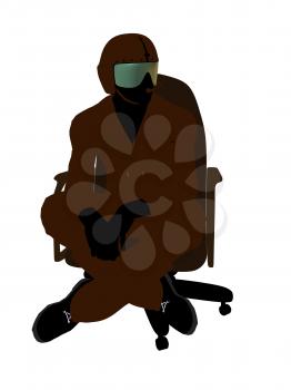 Royalty Free Clipart Image of a Fighter Pilot in a Chair