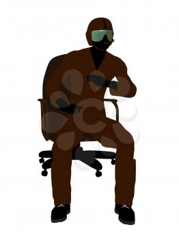 Royalty Free Clipart Image of a Fighter Pilot in a Chair