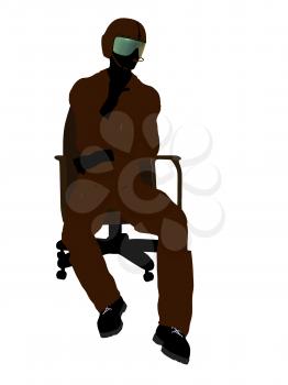 Royalty Free Clipart Image of a Fighter Pilot in a Chair