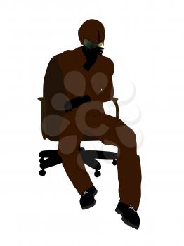 Royalty Free Clipart Image of a Fighter Pilot in a Chair