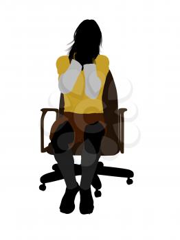 Royalty Free Clipart Image of a Female in a Rugby Uniform  Sitting on a Chair