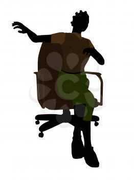 Royalty Free Clipart Image of a Woman Sitting in a Chair