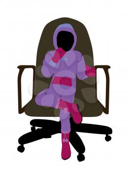 Royalty Free Photo of a Little Girl Wearing a Sweatsuit Sitting in a Chair