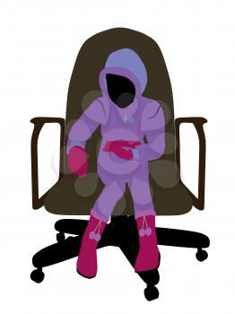 Royalty Free Photo of a Little Girl Wearing a Sweatsuit Sitting in a Chair