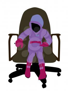 Royalty Free Photo of a Little Girl Wearing a Sweatsuit Sitting in a Chair