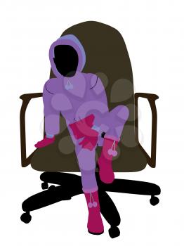 Royalty Free Photo of a Little Girl Wearing a Sweatsuit Sitting in a Chair