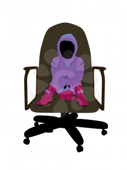 Royalty Free Photo of a Little Girl Wearing a Sweatsuit Sitting in a Chair