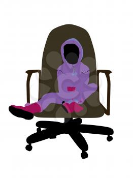 Royalty Free Photo of a Little Girl Wearing a Sweatsuit Sitting in a Chair