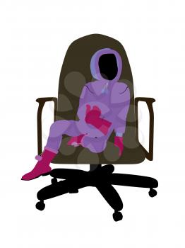 Royalty Free Photo of a Little Girl Wearing a Sweatsuit Sitting in a Chair