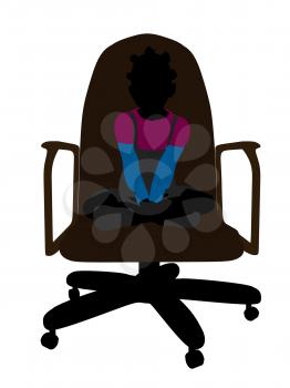 Royalty Free Clipart Image of a Young Girl in an Office Chair