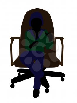 Royalty Free Clipart Image of a Little Girl in a Chair