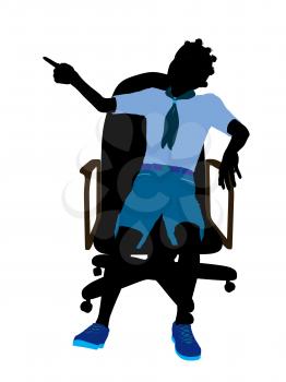 Royalty Free Clipart Image of a Girl Sitting in an Office Chair