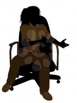 Royalty Free Clipart Image of a Girl in a Chair