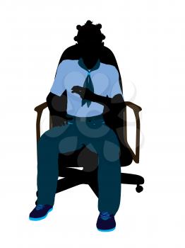 Royalty Free Clipart Image of a Girl in a Chair