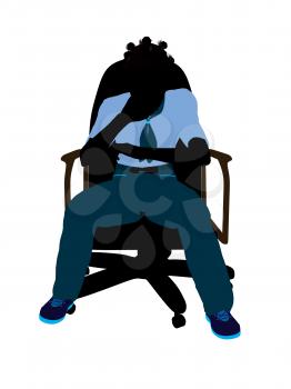 Royalty Free Clipart Image of a Girl in a Chair