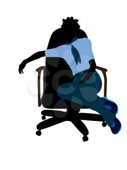 Royalty Free Clipart Image of a Girl in a Chair