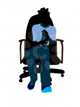 Royalty Free Clipart Image of a Girl in a Chair