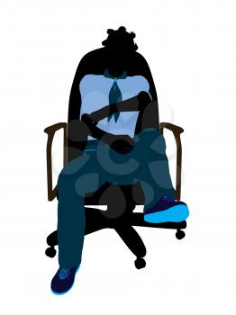 Royalty Free Clipart Image of a Girl in a Chair