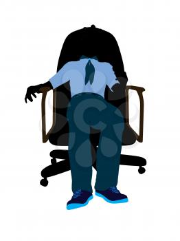 Royalty Free Clipart Image of a Girl in a Chair